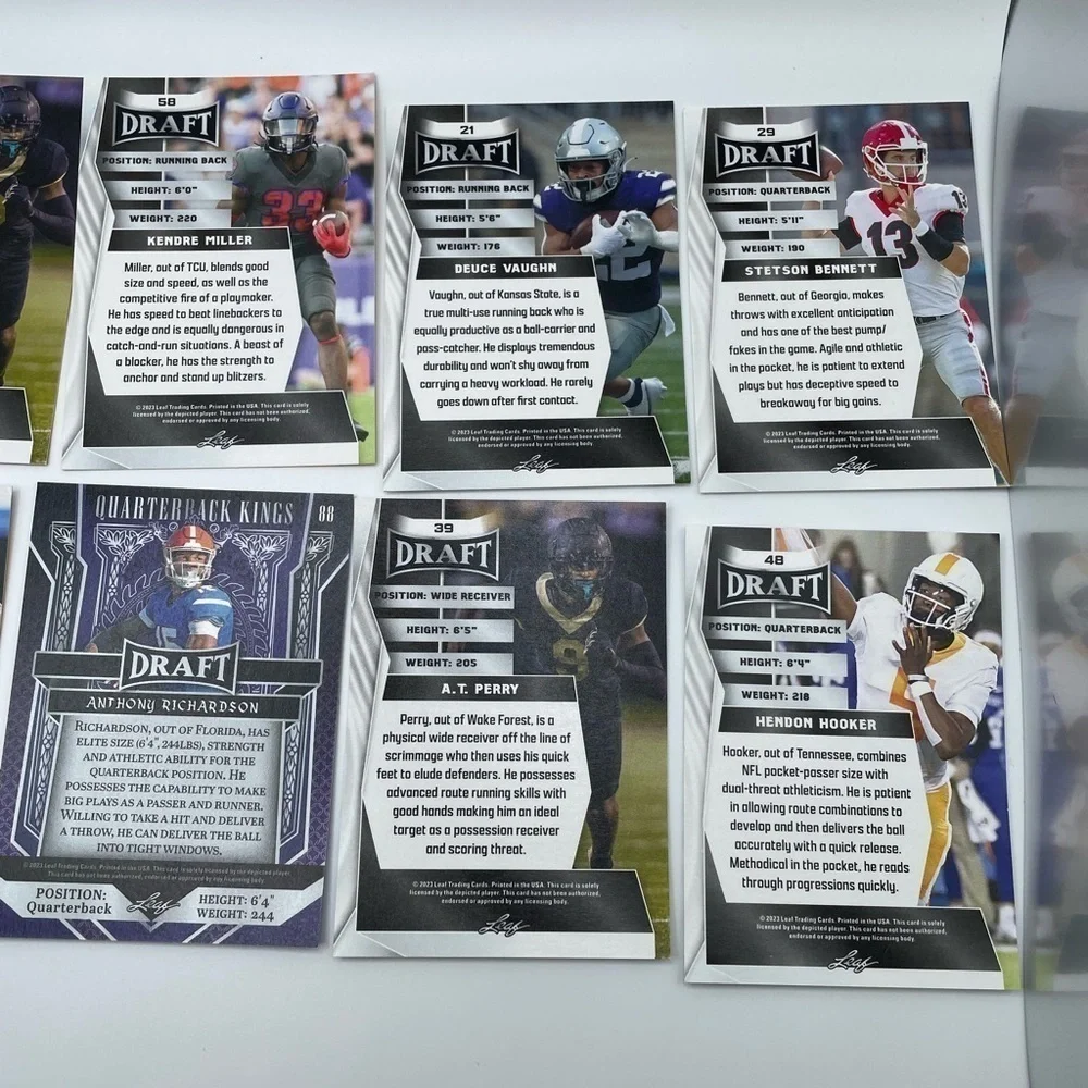 NFL FOOTBALL DRAFT CARDS- 10 Cards
